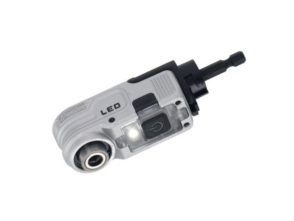 Dewalt højrevinklet forsats Dewalt Flextorq® modulær højrevinklet forsats med LED-Lys. Billedet viser produktet fra en skrå vinkel.