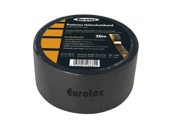 Eurotec beskyttelsestape Eurotec beskyttelsestape 75x20000mm. Billedet viser produktet og indpakning med hvid baggrund.