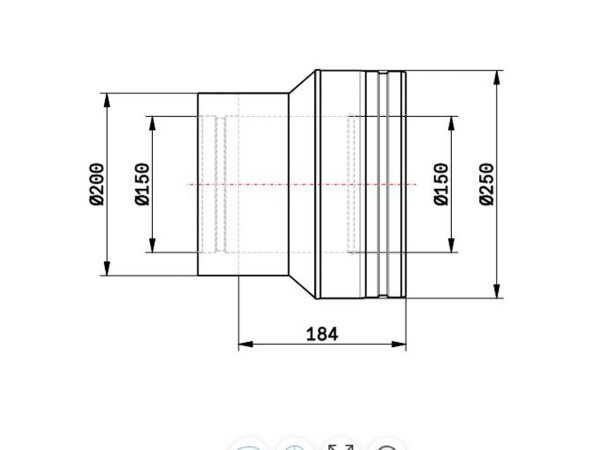 Schiedel overgang fra ø200. Produkt vises