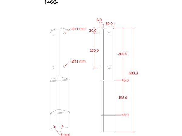Plus hjørne stolpefod m/skruer