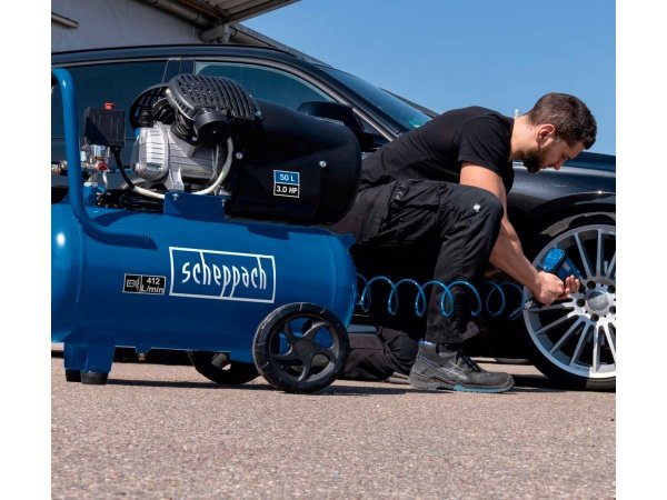 Scheppach kompressor HC53DC 50 ltr. Billedet viser produktet uden baggrund