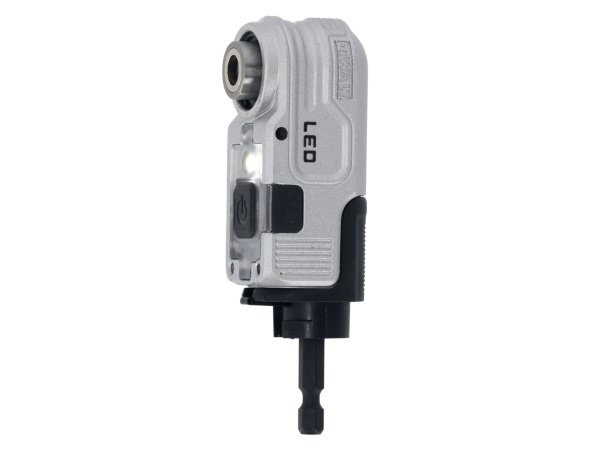 Dewalt højrevinklet forsats Dewalt Flextorq® modulær højrevinklet forsats med LED-Lys. Billedet viser produktet fra en skrå vinkel.