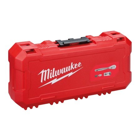 Milwaukee 1/4" Skraldenøglesæt - 38 dele Milwaukee 1/4" Skraldenøglesæt | 38 dele. Billedet viser produktet åbent lodret.