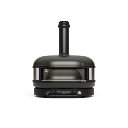 Gozney Dome pizzaovn Gozney Dome pizzaovn Gen 2.0, Dual Fuel, sort. Billedet viser produktet forfra og tændt.