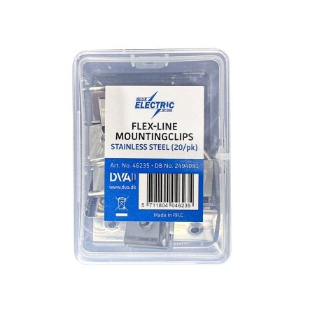 Blue Electric monteringsclips Blue Electric monteringsclips 20 stk - metal Led strip. Billedet viser produktet med hvid baggrund.