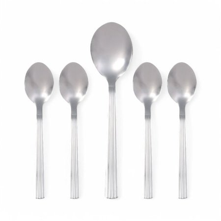 Aida Groovy bestiksæt 5 dele Aida Groovy bestiksæt 5 dele 1 serverings- & 4 dessertskeer. Billedet viser produkt med hvid baggrund.
