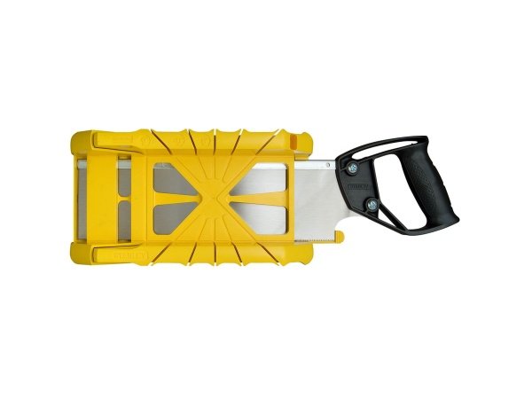 Stanley skærekasse m/sav Stanley skærekasse m/sav 143x350 mm. Billedet viser produktet fra en skrå vinkel.