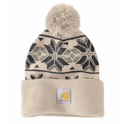 Carhartt Jacquard strikhue i oat milk med kvast 106647A16-OFA