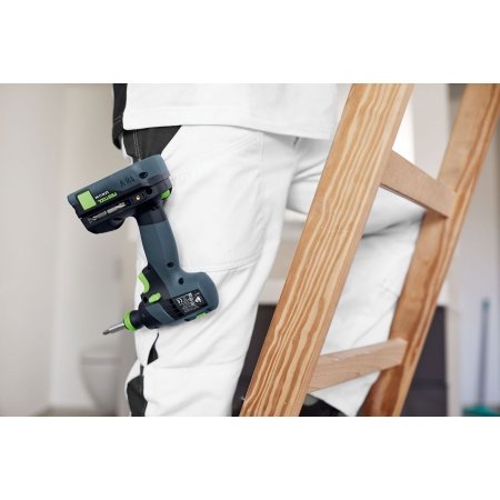 Festool akku bore/skruemaskine Festool akku bore/skruemaskine TXS 18-basic- 3,0. Billedet viser produktet med kuffert og tilbehør.