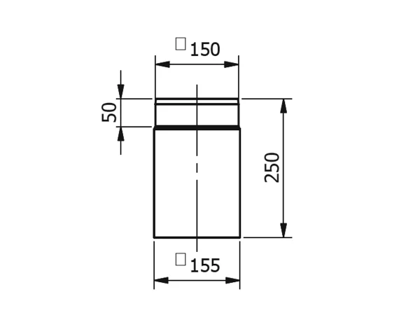 Schiedel røgrør t/skortsten Schiedel røgrør t/skortsten, produkt set forfra