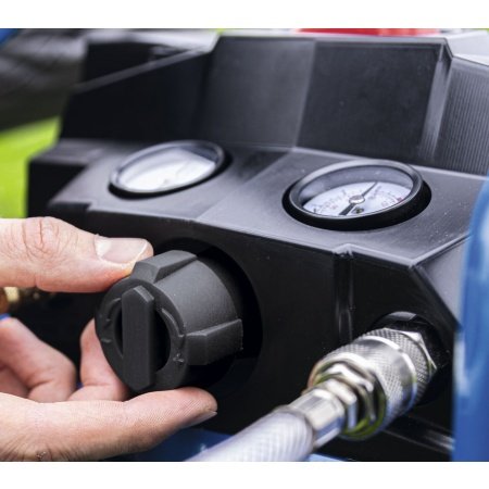 Scheppach 2x20V C-ACT160-6-X kompressor. billedet viser produktet med hvid baggrund.