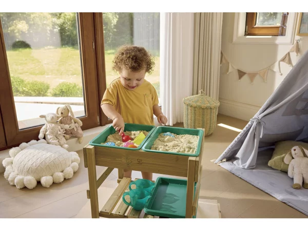 Hape multifunktionelt legebord. Produkt vises oppefra