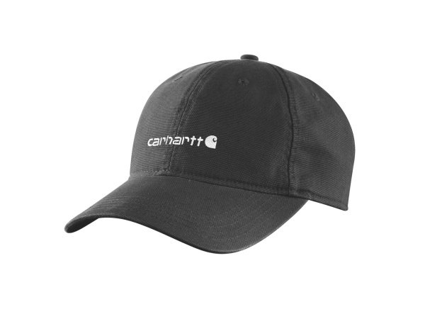 Carhartt kasket Carhartt Graphic cap sort/broderet med hvid. Billedet viser produktet forfra.