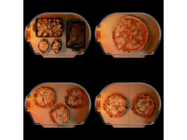 Gozney Dome XL pizzaovn Gen 2.0, sort. Billedet viser produktet forfra og tændt.