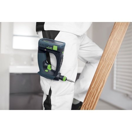 Festool Akku Boremaskine CXS 18-Basic-3,0. Billedet viser produktet med kuffert og tilbehør.