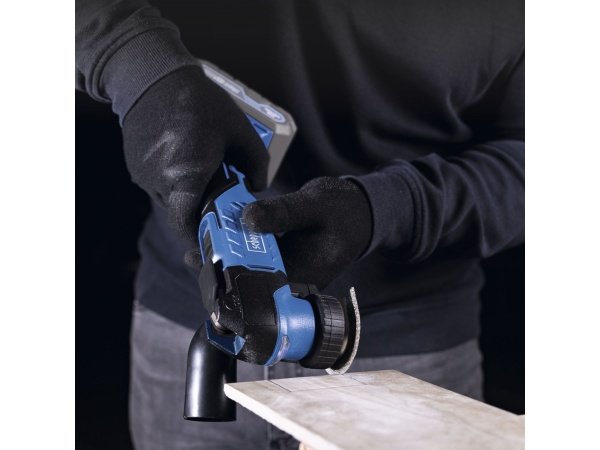 Scheppach multicutter C-MT40-X 20V, solo. Billedet viser produkt og tilbehør.