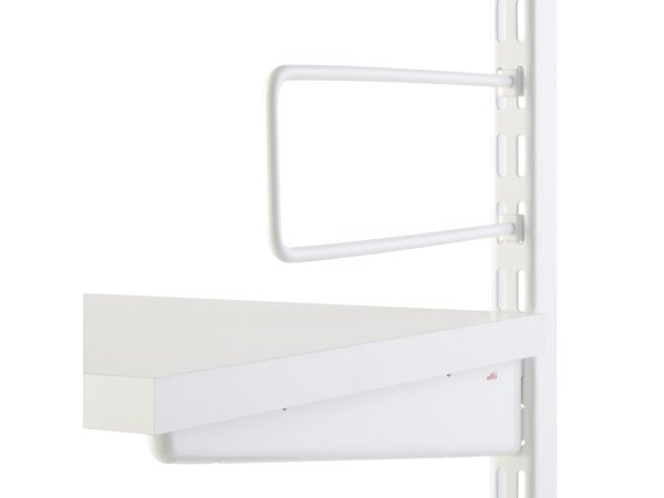 Elfa bogstøtte til hængeskinne hvid Elfa bogstøtte til hængeskinne hvid 19x75x250 mm 2 stk. Billedet viser produktet med hvid baggrund.