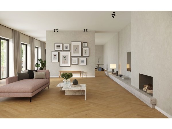 Moland Bastion Sildeben Vinylgulv Natur Eg 10-4.dk Slidstærkt sildebensgulv i natur eg-look med UV-overflade, kliksystem og lyddæmpning