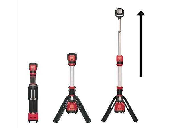 Milwaukee arbejdslampe m/stativ Milwaukee arbejdslampe m/stativ M12 SAL-0. Billedet viser produktet forfra.