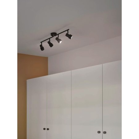 Nordlux Boston 4-rail loftlampe sort. Billedet viser produktet med hvid baggrund.