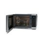 Sharp mikrobølgeovn YC-MG252AE-S, 900W, sølv. Billedet viser produktet åbent.