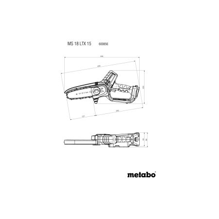 Metabo akku grensav MS 18 LTX 15 SOLO Metabo MS 18 LTX 15, akku-grensav, havearbejde, beskæring, træer, buske, haveværktøj.