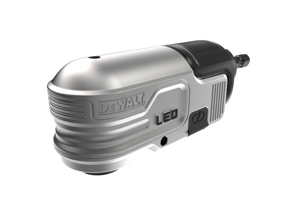 Dewalt højrevinklet forsats Dewalt Flextorq® modulær højrevinklet forsats med LED-Lys. Billedet viser produktet fra en skrå vinkel.