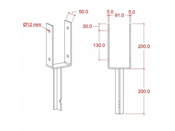 Plus u-stolpefod m/skruer