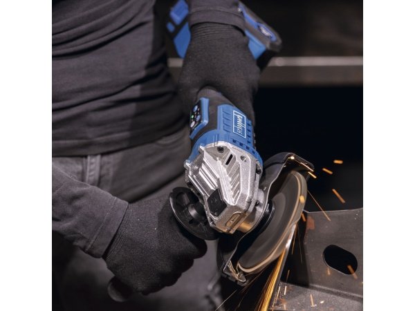 Scheppach vinkelsliber BC-AG125-X, 20V Solo, 125mm. Billedet viser produktet med hvid baggrund.