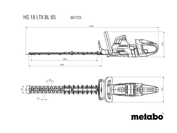 Billede af en effektiv Metabo akku hækkeklipper HS&nbsp;18&nbsp;LTX&nbsp;BL 65 SOLO