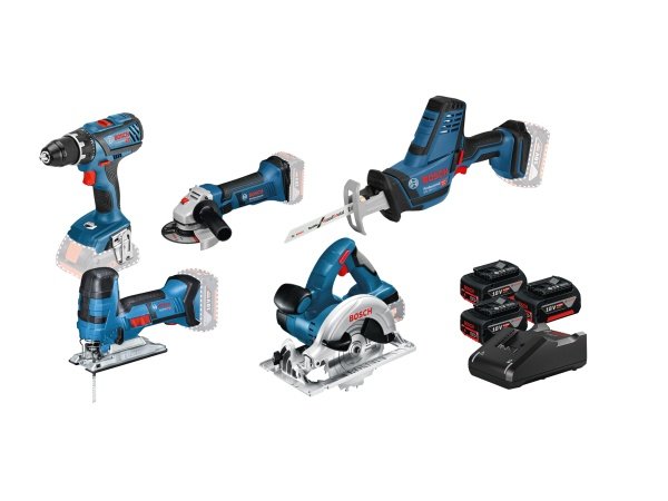 Bosch kombokit m/5 maskiner GSR/GST/GWS/GKS/GSA 18V-Li Bosch kombokit m/5 maskiner GSR/GST/GWS/GKS/GSA 18V-Li
