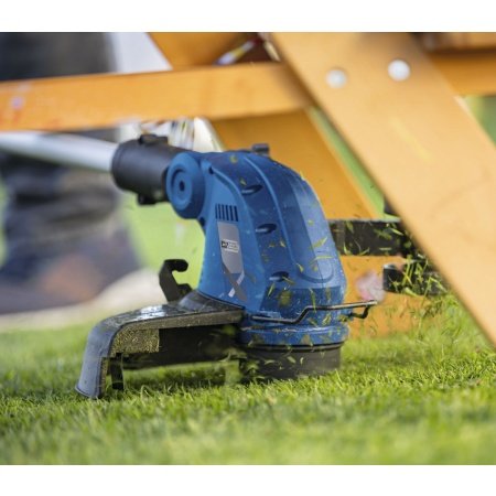 Scheppach græstrimmer C-LT300-X - SET S, 20V. Billedet viser produkt og tilbehør med hvid baggrund.