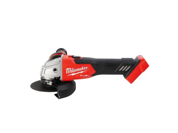 Milwaukee vinkelsliber M18 FSAG125X-0. Leveres i HD boks. Billedet viser produktet fra en skrå vinkel.